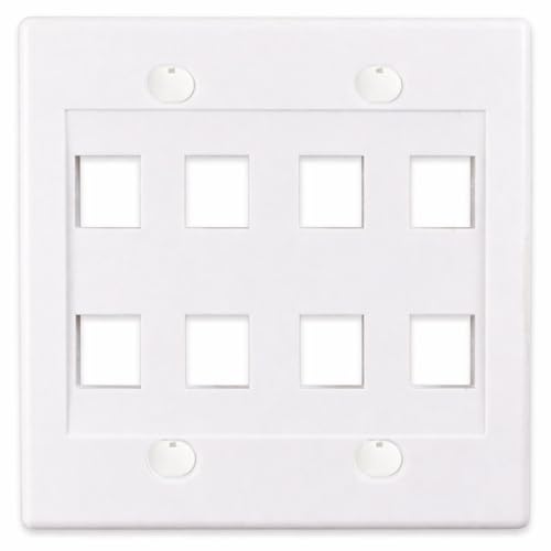 Placa de pared Keystone de 8 puertos DIYTECH con soporte de 2 bandas para red y cable coaxial 4