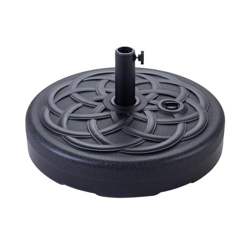 FLAME&SHADE 51kg Round Water Fillable Base Stand Weight for Outdoor Market Garden Parasol Patio Table Umbrella, Black