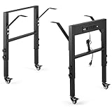 19.6-Inch Depth Workbench Frame, Height Adjustable 28.5' to 33.8',Set of 4 Metal Wheels with Brakes, Heavy Duty Industrial DIY Furniture Legs for Study（Power Outlets/Wheel）