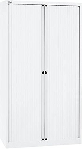 BISLEY Rollladenschrank EuroTambour, 4 Fachböden, 5 OH, Metall, Pww696 Rollladen/Korpus Verkehrsweiß, 43 x 100 x 198 cm