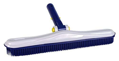 Aqua EZ 16-in Rubber Bristled Pool Wall Brush – Adjustable Clip-Lock Handle, Non-Abrasive Bumper, Safe for All Pool Surfaces, Easily Cleans Walls & Bottom of In-Ground or Above-Ground Pools