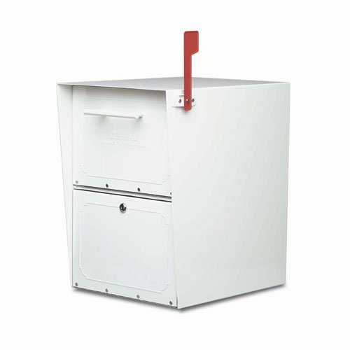 ARCHITECTURAL MAILBOXESOasis Classic Stainless Steel, Locking, Post Mount Parcel Mailbox, White, 6200W-06