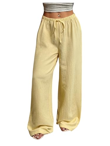 SHENHE Women's Y2k Low Rise Baggy Pants Wide Leg Drawstring Elastic Loose Casual Travel Pants