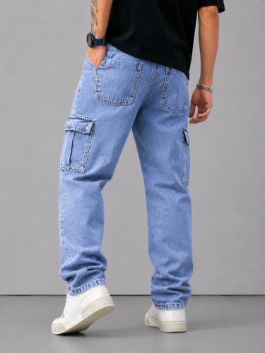 Image of Men's Comfortable Casual Denim Jeans | Men's Solid Straight Fit Jeans | Mid Rise Denim Pants | Regular Fit Stretchable Jeans