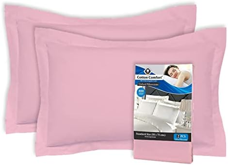 Cotton Comfort Bedding Oxford Pillow Cases 2 Pack 400 Thread Count 100% Egyptian Cotton Burgundy Pillowcases 2 Pack Unique Oxford Design Soft & Hypoallergenic Pillow Covers Pack of 2