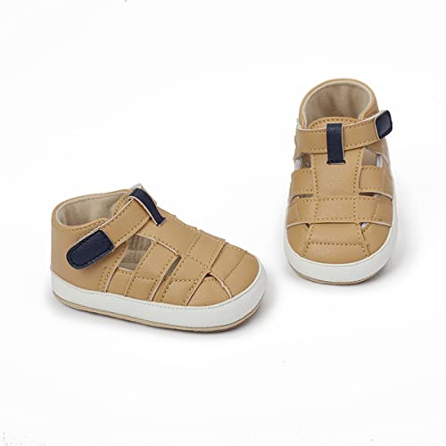 Image of HsdsBebe Baby Boys Girls Pu Leather Hard Bottom Walking Sneakers Toddler Rubber Sole First Walkers Infant Cartoon Slippers Crib Shoes