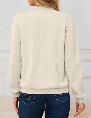 Image of Womens Full Zip Up Cardigan Sweater Casual Solid Long Sleeve Sweatshirt Coat with Pocket
