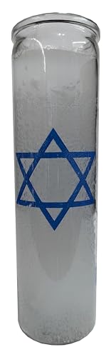 White 7-day candle with a Star of David