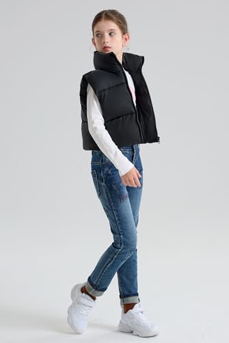 maoo garden Girls Winter Puffer Vest Faux-Down Short Cropped Lightweight Water-Resistant Big Girls Sleeveless Jacket4