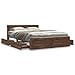 vidaXL Bettgestell, Bett mit Kopfteil, Bettrahmen mit Lattenrost, Doppelbett Schlafzimmerbett mit Stauraum, Braun Eichen-Optik 140x200cm Holzwerkstoff