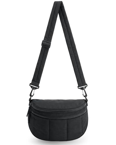 BAGSMART Crossbody Bags for Women Travel Purse Puffer Bum Bag Handbag Wallets Crossbody Fanny Packs for Travel & Work Black