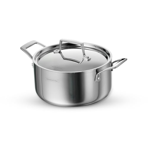 TRAMONTINA AEION Triply 20Cm/3.1L Stainless Steel Biryani Handi With Lid,1Kg Rice,Stewpot,Saucepot,Stockpot,Rasam,Curry Preparation,Gas & Induction Ready,NSF Certified,10 Year Warranty*,3.1 Liter