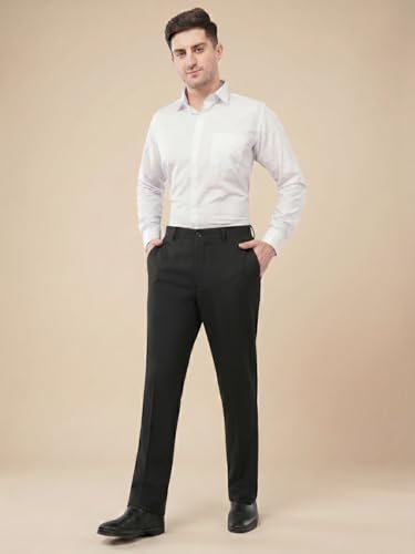Image of SaintX Men's Regular Fit Formal Trousers | Wrinkle Resistant | Easy Care | Stretchable Triple Blend Fabric | Everyday Office & Business Wear | Comfortable & Breathable Work Wear