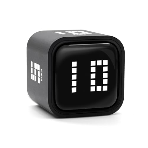 Image of Rotating Productivity Timer 5, 10, 30, 60 Minutes Preset, Desk Cube w /Gravity Sensor for ADHD, Mute Functions, Ideal for Work, Study, Kitchen, Back to School (Black)
