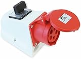  PCE CEE-Wanddose 16A 5p 6h mit Schalter 400V IP44 75915-6