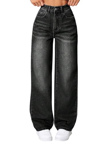 Image of KOTTY Women's Wide Leg Denim Jeans | Relaxed Fit High Rise Fashion Jeans for Casual Wear