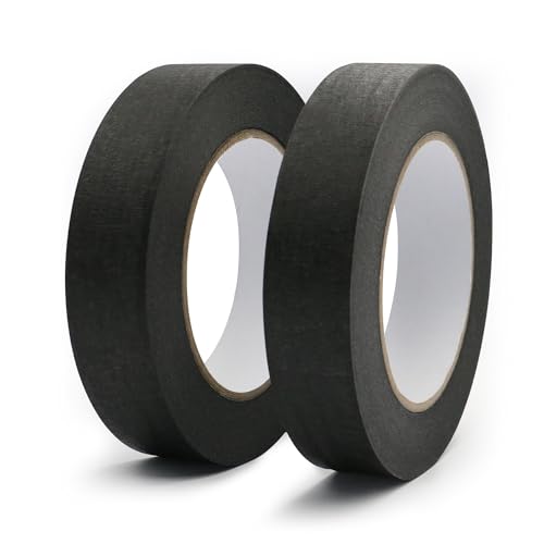 Image of Black Masking Tape 1 inch X 55 Yards 2 Rolls, 328FT Total, Black Painter Tape for Arts DIY Crafts Painting Labeling Decoration School Projects Home Office