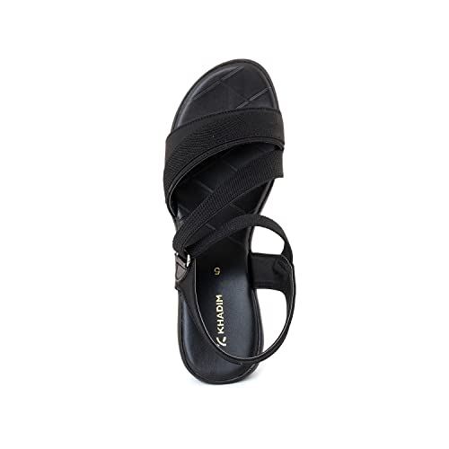 Image of Khadim's Black Wedge Heel Slingback Sandal for Women (5320706)