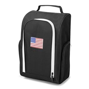 Golf Shoe Bag, Zipper Sports Shoe Strap Bag with 3 Pocket for Golf Accessories, Golf Shoes Bag Storage with Mesh Ventilation and Carry Handle, Golf Gifts for Men Women(black)