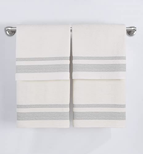 Luxury 4-Piece Turkish Cotton Bath Towel Set - Xl (30X56), Soft, Absorbent, Fast-Drying, Durable, Stylish Beige/Green Bathroom Towels, Luxury Spa & Hotel Quality, Home Essential #TOP7