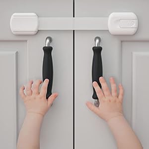 Child Safety Cabinet Locks for Babies (2 Pack) Child Proof Latches Locks for Cabinets and Drawers Doors, Baby Proofing…
