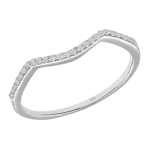 Dazzlingrock Collection 0.12 Cttw Round White Diamond Womens Anniversary Wedding Stackable Band Guard Ring, Available In 10K/14K/18K Solid Gold
