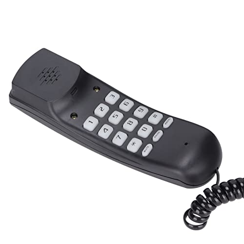 Teléfono Fijo Pequeño Multifuncional Montable en Pared Negro miniatura 4