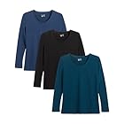 berydale Maglietta Basic Girocollo a Maniche Lunghe da Donna, Confezione da 3 Pezzi, in 100% Cotone, a Maniche Lunghe, da Donna, in Diversi Colori