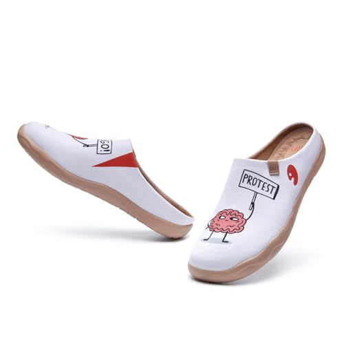 Image of UIN Slipper Woman Travel Art Painted Shoes Wide Toe Casual Home Slip On Mules Malaga