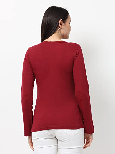 Image of Wafaa Women's Cotton Plain V Neck Full Sleeve T-Shirt