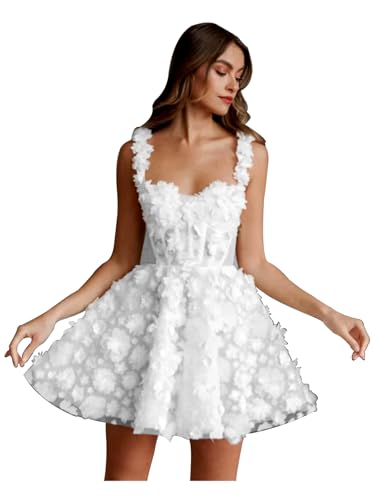 Image of Simple Tulle Short Wedding Dresses for Bride Elegant Spaghetti Straps Tea Length Bridal Shower Dress for Women