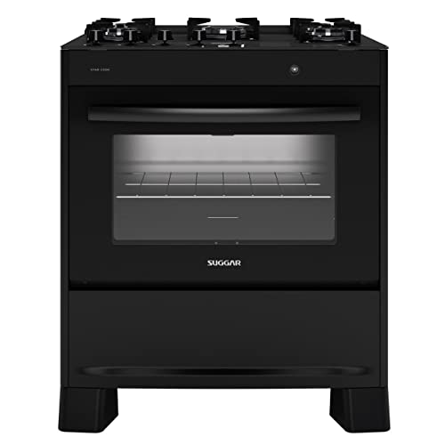 Fogão Neo Max Mesa de Vidro 5 Bocas Preto - SUGGAR - FGV503PT