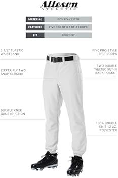 Pantalon Baseball Homme Alleson Athletic Blanc – Taille L (grand), état Correct