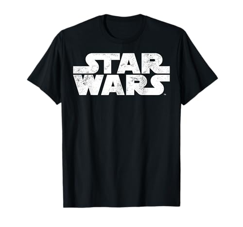 T-shirt Star Wars Distressed Title Logo en coton confortable pour fans de la saga