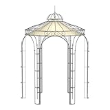 ELEO Pavillon Siena verzinkt mit Sonnensegel - rund 2x2m Rankpavillon für den Garten handgeschmiedet Schmiedeeisen romantisch - Rosenpavillon Metall stabil rostfrei feuerverzinkt - Sonnenschutz Dach