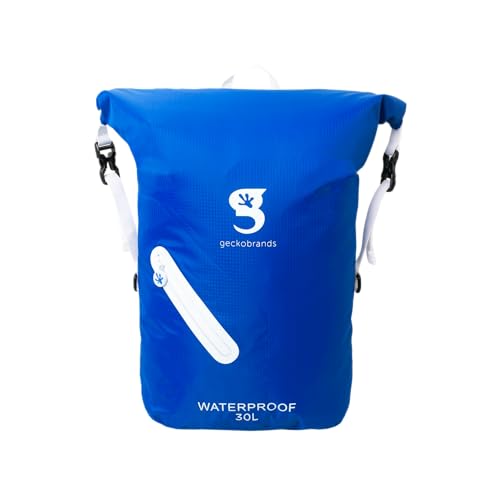 Image of geckobrands Lightweight 30L Waterproof Backpack - Lightweight Watertight Outdoor Bag Hiking Traveling Light Water Activities