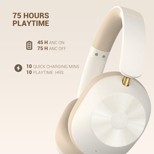 OneOdio Focus A5 Wireless Over-Ear Headphones, Hybrid Active Noise Cancelling, 75H Playtime, Hi-Res LDAC Wireless Audio, Bluetooth 5.4, Built-in Mic for Clear Calls, Low Latency Game Mode