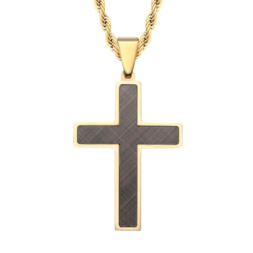 Pendentif croix brun collier homme acier inoxydable punk fantaisie