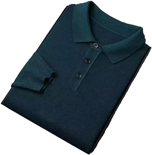 Men's Wool Lapel Polo Sweater Long Sleeve Knitted Pullover Casual Solid Color Comfortable Warm Versatile Office Wear Top