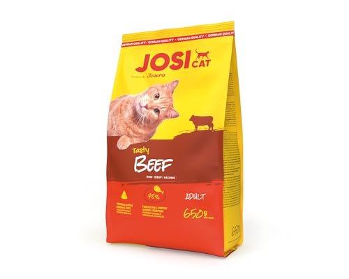 JosiCat Tasty Beef (7 x 650 g) | Adult | Premium Trockenfutter für Katzen | mit herzhaftem Rind - sehr gut verträgliche Rezeptur | Powered by JOSERA | Katzenfutter | Alleinfuttermittel | 7er Pack