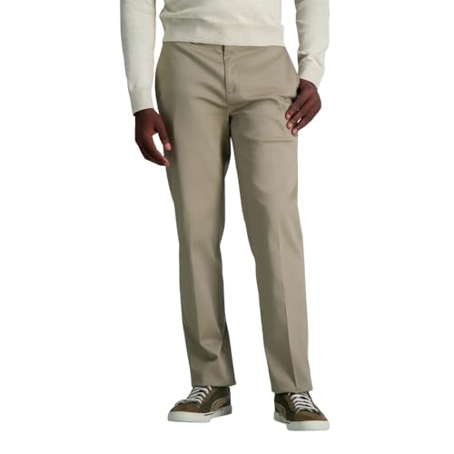 Haggar Men's Wrinkle Free Performance Khaki Straight Fit Flat Front Pant