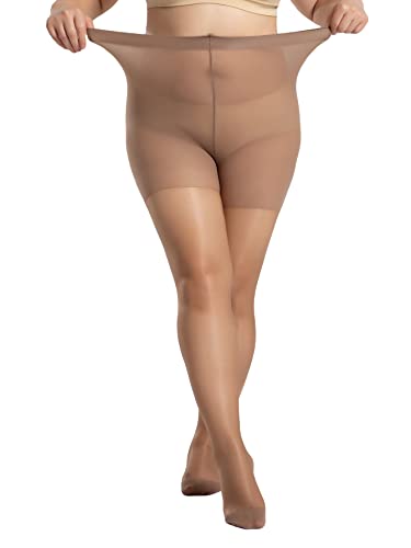 Soly Hux Sheer Tights For Women Plus Size Polka Dots Tights Pantyhose Stockings Solid Camel L-Xxl #TOP30