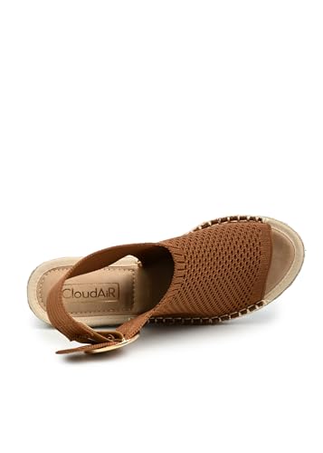 Image of CLOUDAIR Selina Women's Espadrille Wedge Sandals - Comfortable and Stylish Platform Slip On Sandals with Buckle Closure, Comfy Wedge Heels for Women, Fashion Summer Sandals
