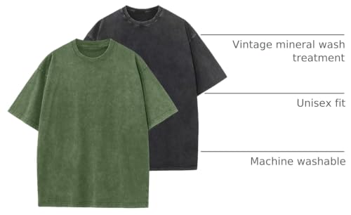 Image of Men's Oversized Cotton T-Shirts Loose Fit Vintage Washed Tee Unisex Short Sleeve Casual Shirts Tops