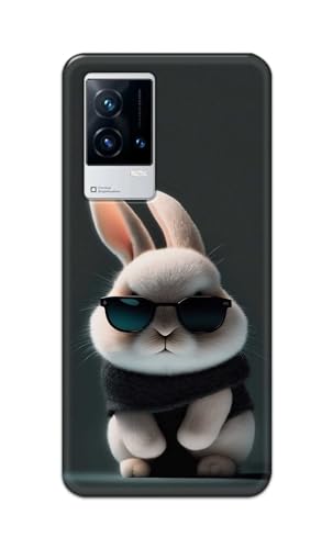 Image of PRINTFIDAA Printed Hard Back Cover Case for Vivo IQOO 9 5G Back Cover (Cool Baby Rabbit) -112
