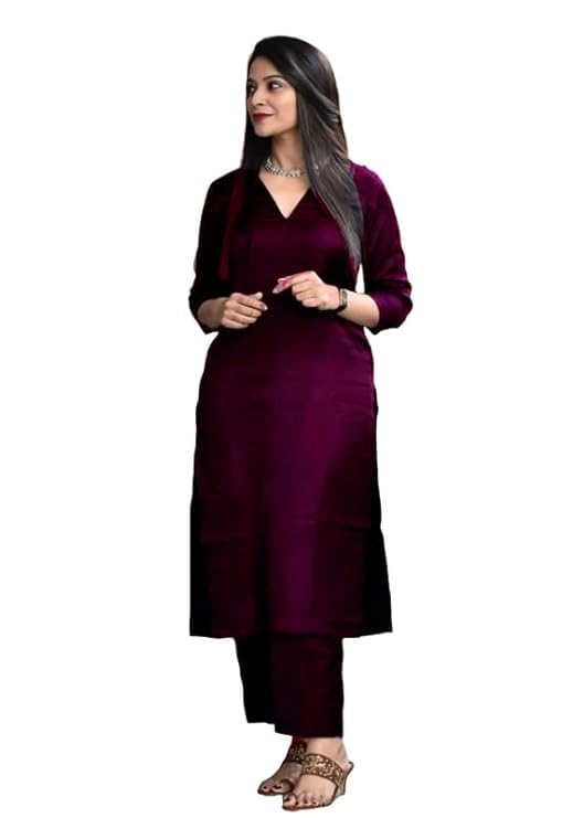 fabmoha Women's Jam Cotton Silk Co-ord Kurta Set With Pants | Ethnic Wear Solid Lightweight Straight Kurta With Pant-picture-39