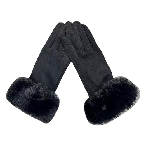 TRIXES Luxuriöse Touchscreen-Damenhandschuhe mit Fellbesatz – Winter-Thermohandschuhe in Einheitsgröße – in Geschenkbox