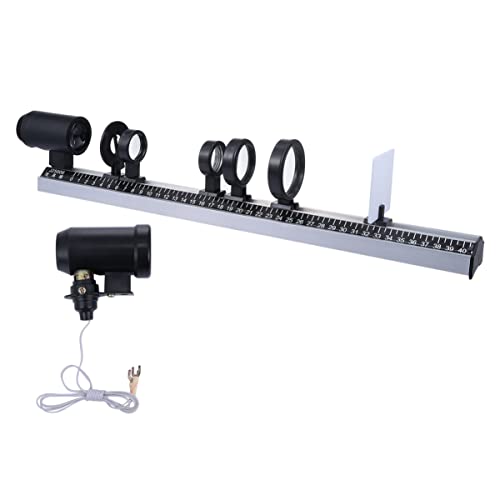 ibasenice 9pcs Optical Instrument Set for Physical Imaging Experiments, Teaching Equipment, Black, Plastic & Glass, 19.68x3.14x1.96 Inches