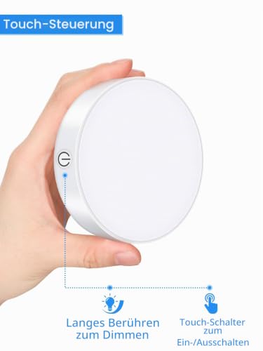 WILLED 2 Stück dimmbare Touch-Lampen, 3000 K, wiederaufladbar, batteriebetrieben, für Schrank, Theke, Küche, Schlafzimmer – Ansicht 6