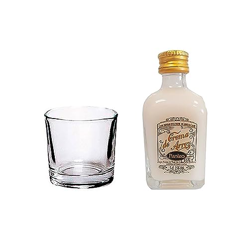 Deliex delicias de Extremadura. Botellitas de crema arroz con leche 5 cl con chupito en bolsa de organza. Detalles para invitados en bodas, comuniones, bautizos y eventos. (Arroz con leche, 12)